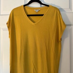 Orvis Yellow V-Neck Cap Sleeve Tee